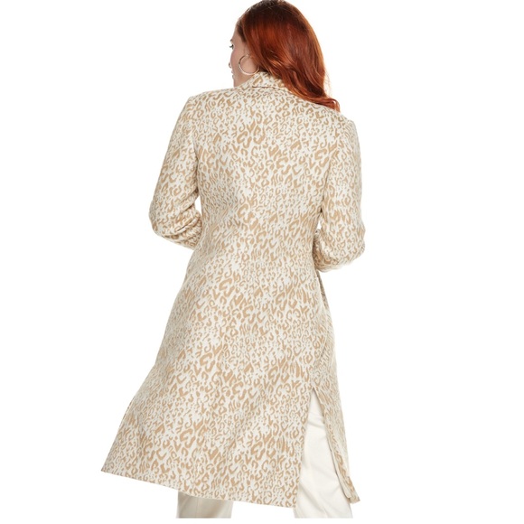 Nine West Side Vent Animal Print Coat in Ivory Tan Leopard - Picture 2 of 11